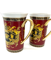 Teacup Set of 2 Red/Burgundy Versace Style 8 oz - Eva Essentials