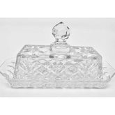 Vintage Clear Crystal Brilliant Cut Glass Butter Dish with Lid - Eva Essentials