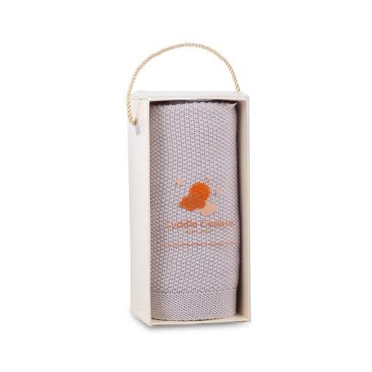 100% Cotton Deluxe Grey Knit Blanket