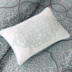 12 Piece Comforter Set With Cotton Bed Sheets Blue King - Eva Essentials