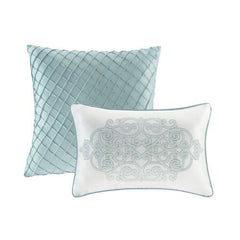 12 Piece Comforter Set With Cotton Bed Sheets Blue King - Eva Essentials