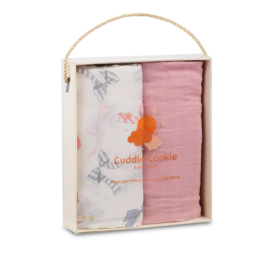 Bamboo and Cotton Snuggle Wrap Pastel Pink Swaddle Blanket Set