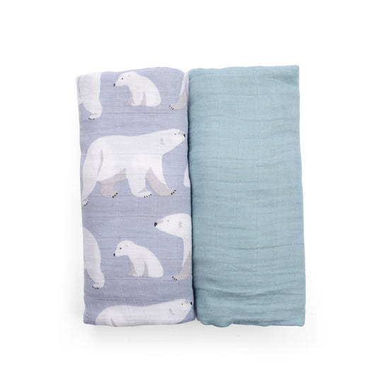 Bamboo and Cotton Snuggle Wrap Blue Swaddle Blanket Set