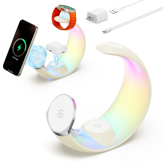 4 - in - 1 Crescent Magnetic Wireless Charger Stand For Multiple Devices NO Plug - Eva Essentials