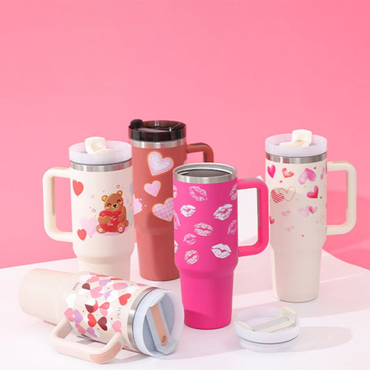 40 Oz Tumbler With Handle Straw Insulated, Stainless Steel with Straw - Eva Essentials
