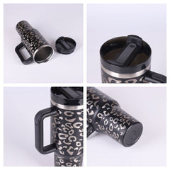 40 Oz Tumbler With Handle Straw Insulated, Stainless Steel with Straw - Eva Essentials