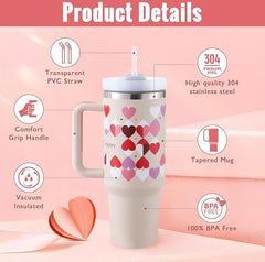 40 Oz Tumbler With Handle Straw Insulated, Stainless Steel with Straw - Eva Essentials