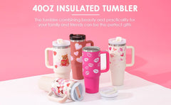 40 Oz Tumbler With Handle Straw Insulated, Stainless Steel with Straw - Eva Essentials