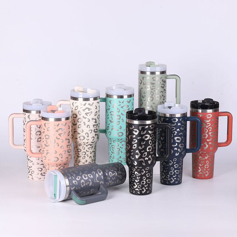 40 Oz Tumbler With Handle Straw Insulated, Stainless Steel with Straw - Eva Essentials