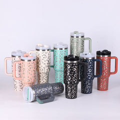 40 Oz Tumbler With Handle Straw Insulated, Stainless Steel with Straw - Eva Essentials