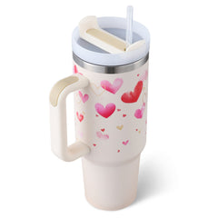 40 Oz Tumbler With Handle Straw Insulated, Stainless Steel with Straw - Eva Essentials
