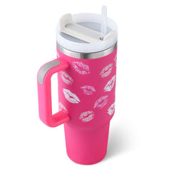 40 Oz Tumbler With Handle Straw Insulated, Stainless Steel with Straw - Eva Essentials