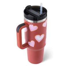 40 Oz Tumbler With Handle Straw Insulated, Stainless Steel with Straw - Eva Essentials