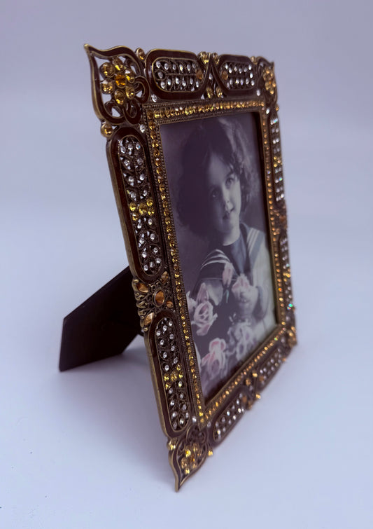 Classic Coffee Pewter Pictured frame with Topaz Crystals 5 x 7