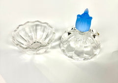 Crystal Covered Candy Bowl with Blue Tulip