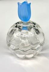 Crystal Covered Candy Bowl with Blue Tulip