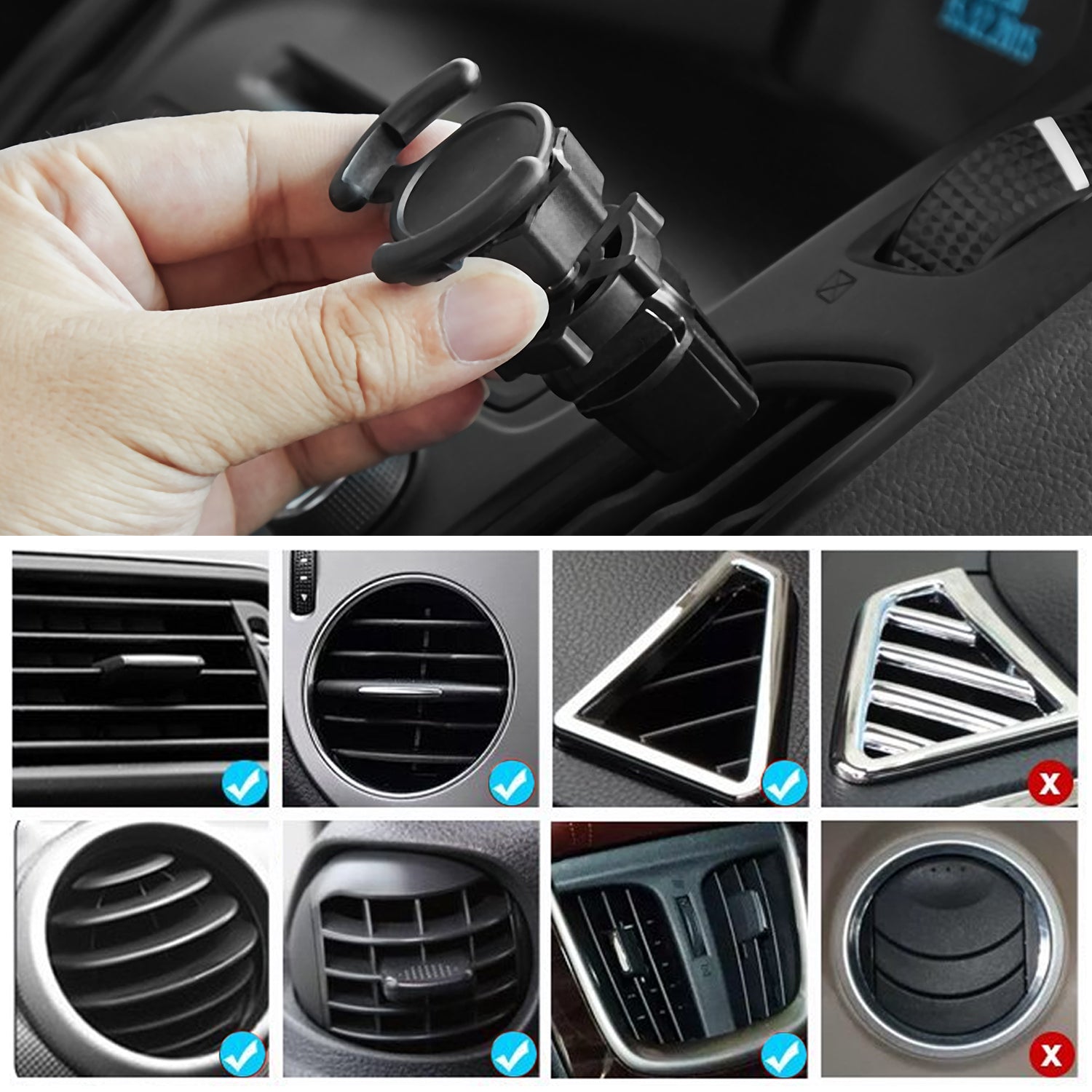 Air Vent Mount Phone Holder with Adjustable Switch Lock for Popsocket - Eva Essentials
