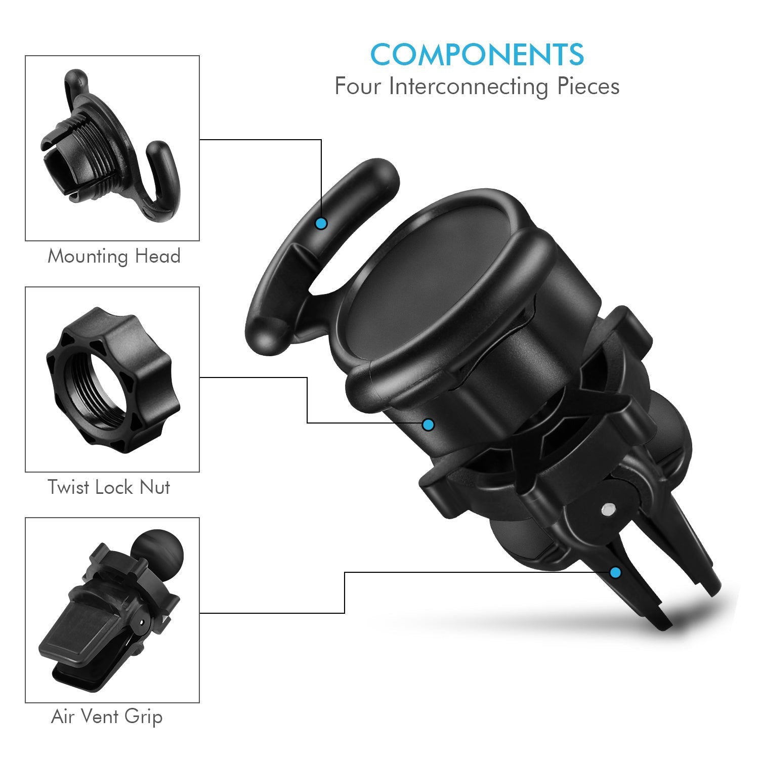 Air Vent Mount Phone Holder with Adjustable Switch Lock for Popsocket - Eva Essentials