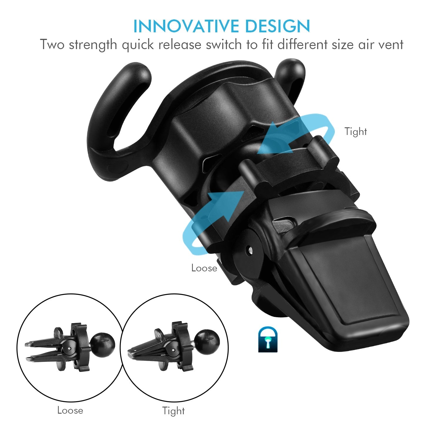 Air Vent Mount Phone Holder with Adjustable Switch Lock for Popsocket - Eva Essentials