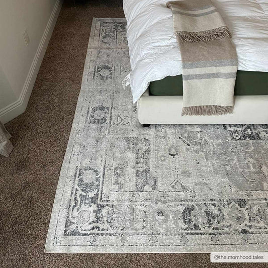 Akram Cream & Antrasit Washable Area Rug - Eva Essentials
