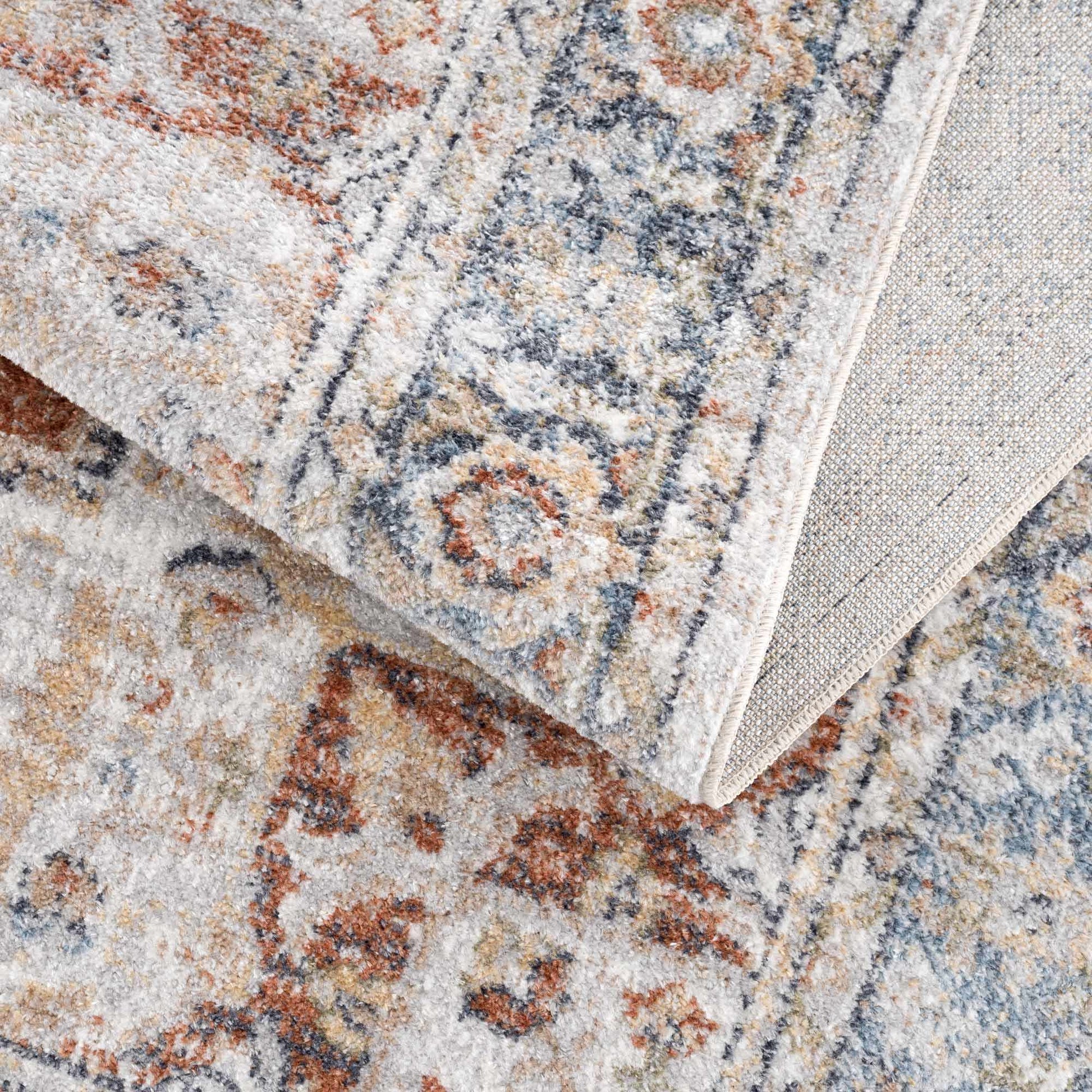Akram Gray & Orange Washable Area Rug - Clearance - Eva Essentials