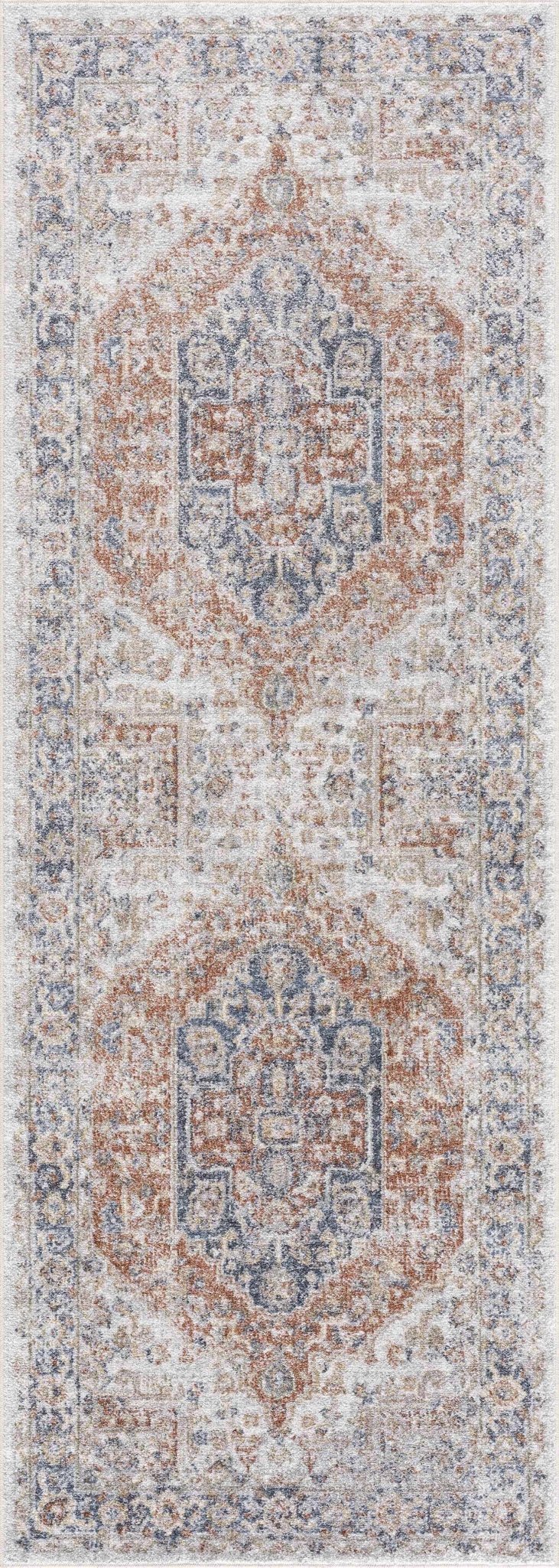 Akram Gray & Orange Washable Area Rug - Clearance - Eva Essentials