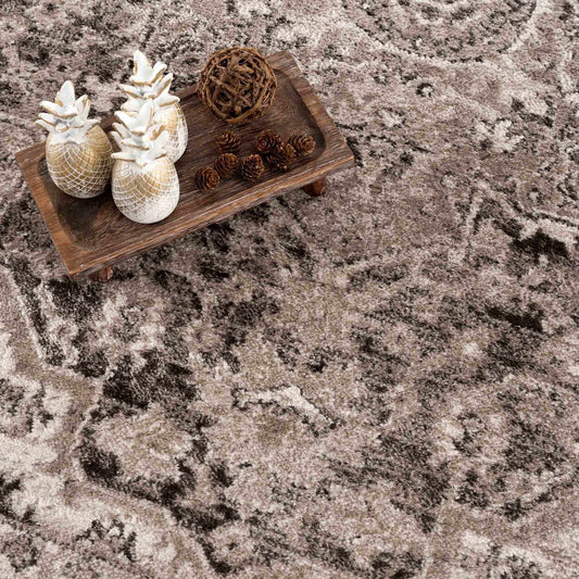 Albie Charcoal & Beige Area Rug - Eva Essentials