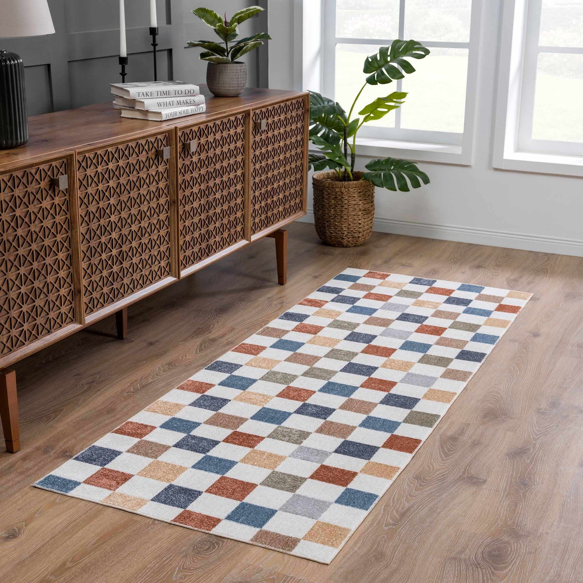 Alie Colorful Checkered Washable Rug - Eva Essentials