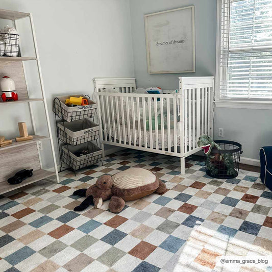 Alie Colorful Checkered Washable Rug - Eva Essentials