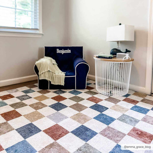 Alie Colorful Checkered Washable Rug - Eva Essentials