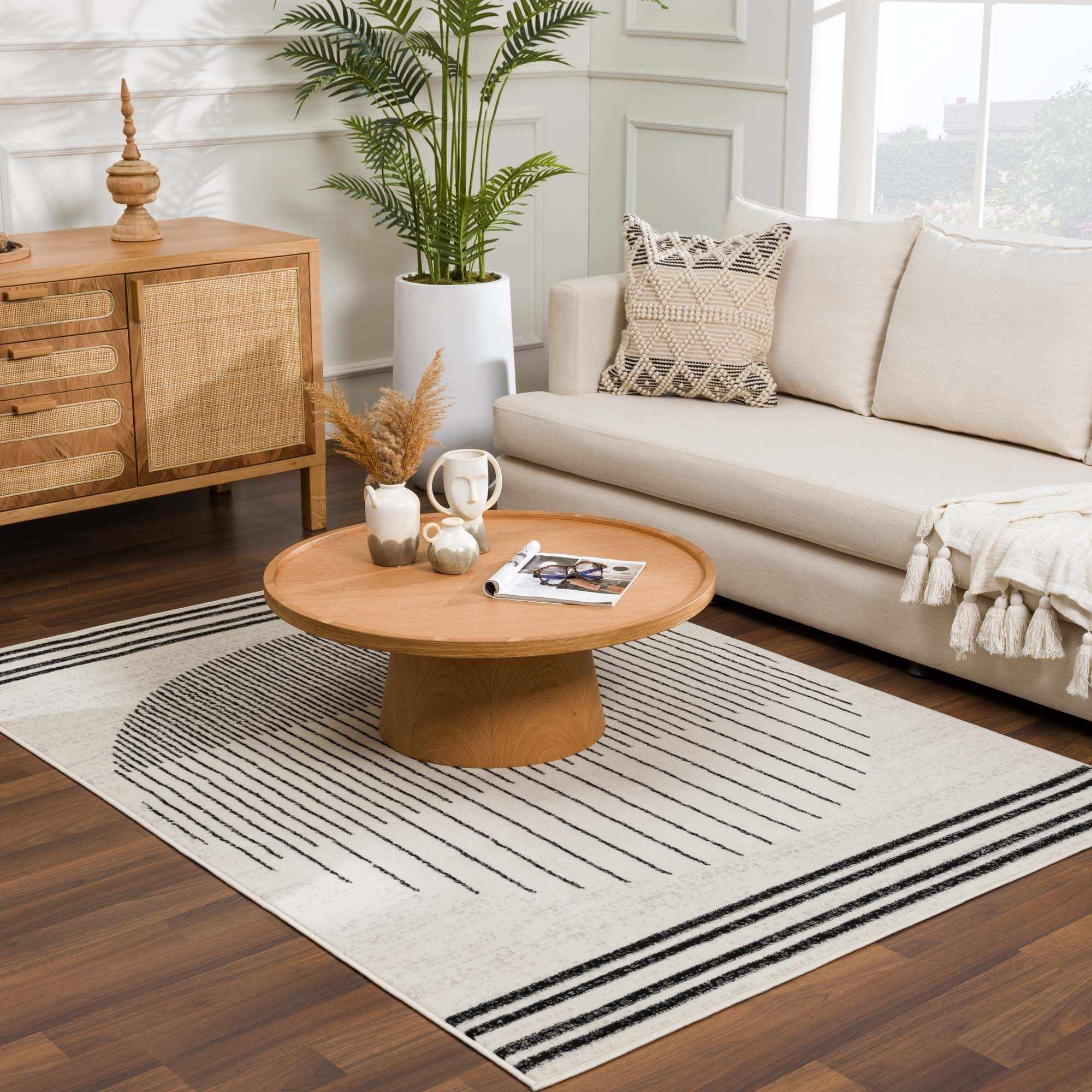 Angus Abstract Black and White Area Rug - Eva Essentials