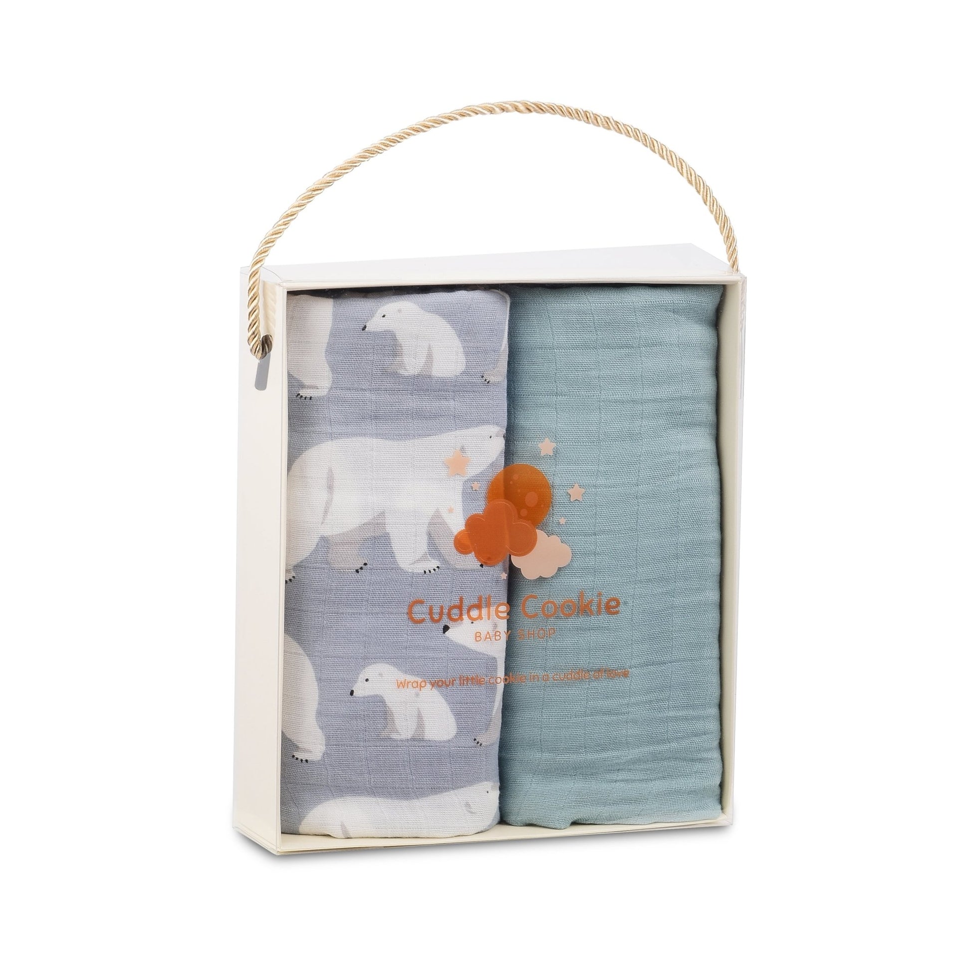Bamboo and Cotton Snuggle Wrap Blue Swaddle Blanket Set - Eva Essentials