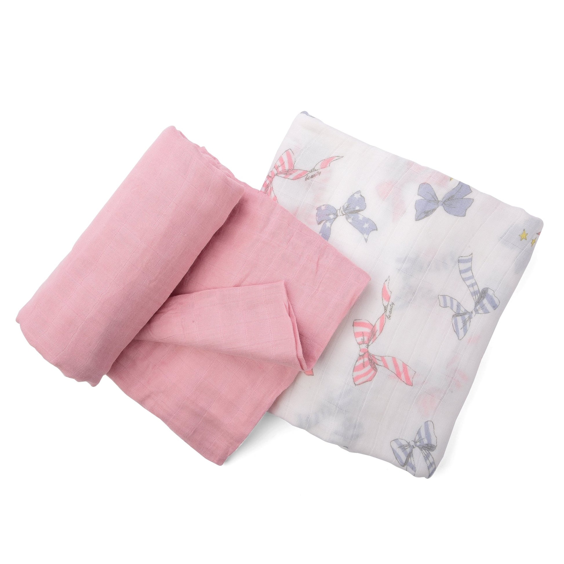 Bamboo and Cotton Snuggle Wrap Pastel Pink Swaddle Blanket Set - Eva Essentials