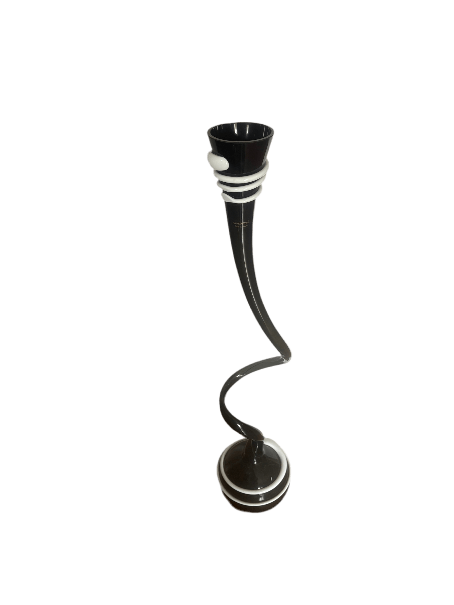 Black and White Twisted Hand Blown Floor Vase - Eva Essentials