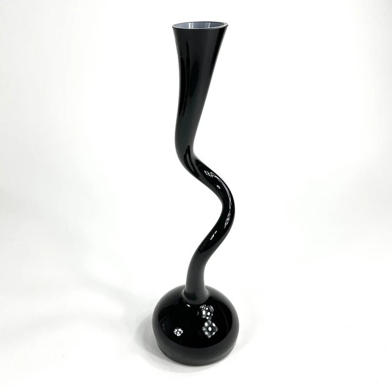 Black Twisted Hand Blown Floor Vase - Eva Essentials