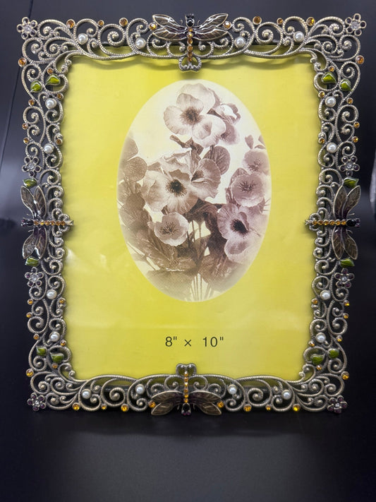 Classic Dragonfly Pewter Pictured frame with crystals & pearls 8x10 - Eva Essentials