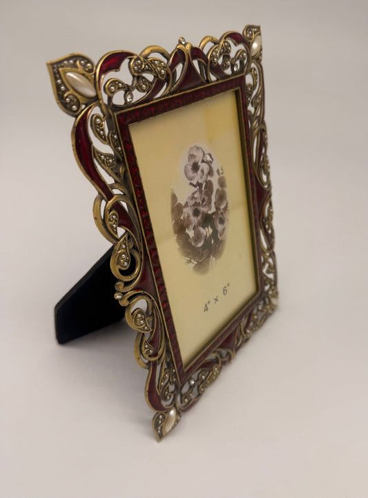 Classic Pewter Pictured frame with Crystals & Pearles 4 x 6 - Eva Essentials