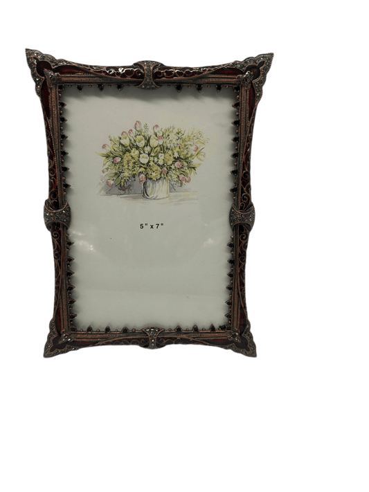 Classic Wine Bronze Pewter Pictured frame with Topaz Crystals 5 x 7 - Eva Essentials