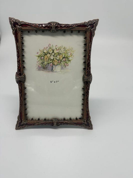 Classic Wine Bronze Pewter Pictured frame with Topaz Crystals 5 x 7 - Eva Essentials