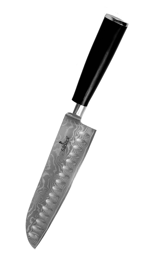 Damascus Stainless Steel Knife - Santoku Wave Design - Eva Essentials