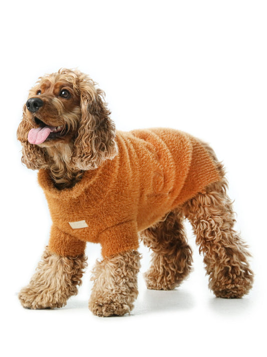 Eskimo Dog Fuzzy Sweater - Orange - Eva Essentials