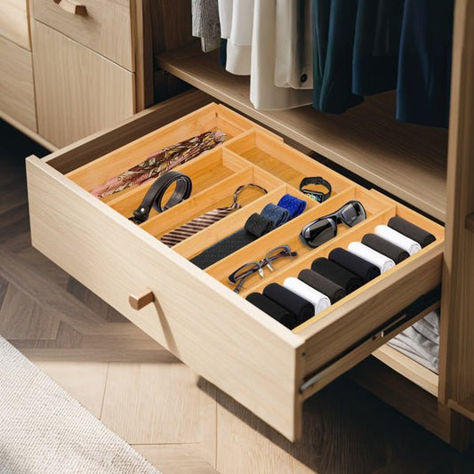 Expandable Bamboo Kitchen Drawer Storage Box - Eva Essentials