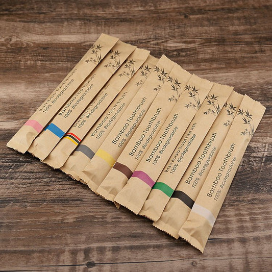 Flat Bamboo Toothbrush Kraft Paper Bag Toothbrush - Eva Essentials