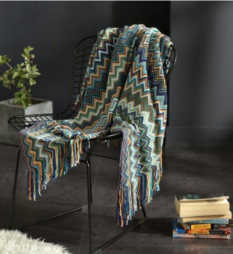 Fringed Knitted Small Blanket Napping Blanket Sofa Blanket - Eva Essentials