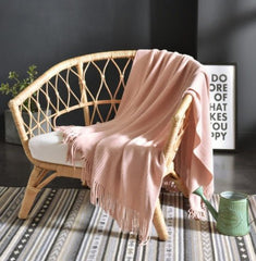Fringed Knitted Small Blanket Napping Blanket Sofa Blanket - Eva Essentials