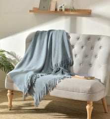 Fringed Knitted Small Blanket Napping Blanket Sofa Blanket - Eva Essentials