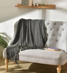 Fringed Knitted Small Blanket Napping Blanket Sofa Blanket - Eva Essentials
