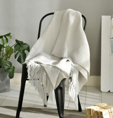 Fringed Knitted Small Blanket Napping Blanket Sofa Blanket - Eva Essentials