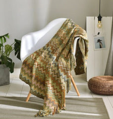 Fringed Knitted Small Blanket Napping Blanket Sofa Blanket - Eva Essentials