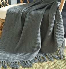 Fringed Knitted Small Blanket Napping Blanket Sofa Blanket - Eva Essentials